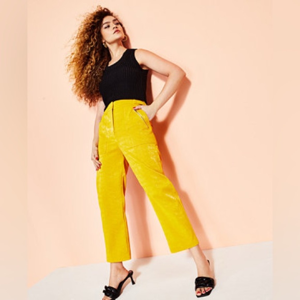 NWT Royalty by Maluma Faux Leather Yellow Pants